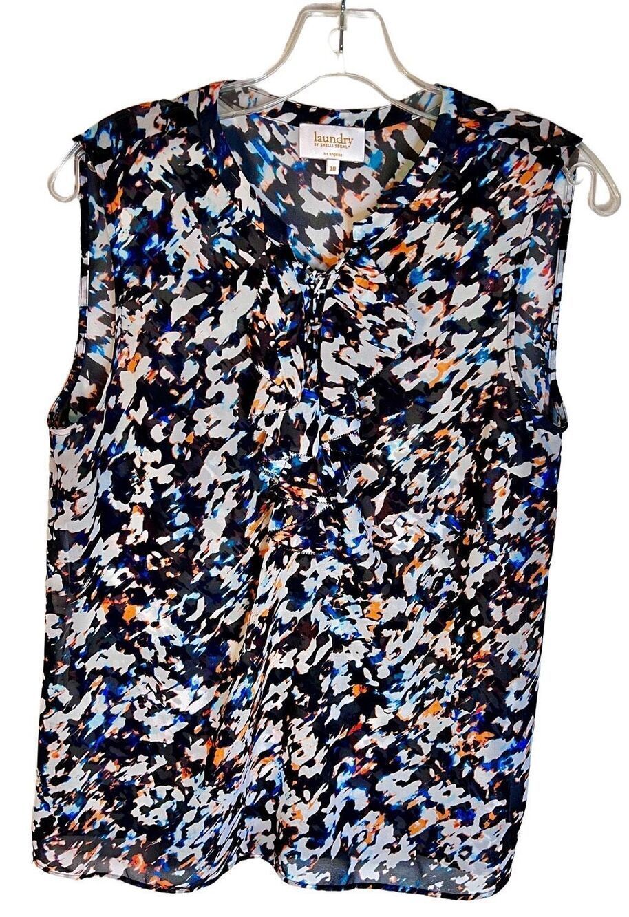 Laundry V Neck Ruffled Tie Sleeveless Blouse Size 10 Actress Worn on TV Show